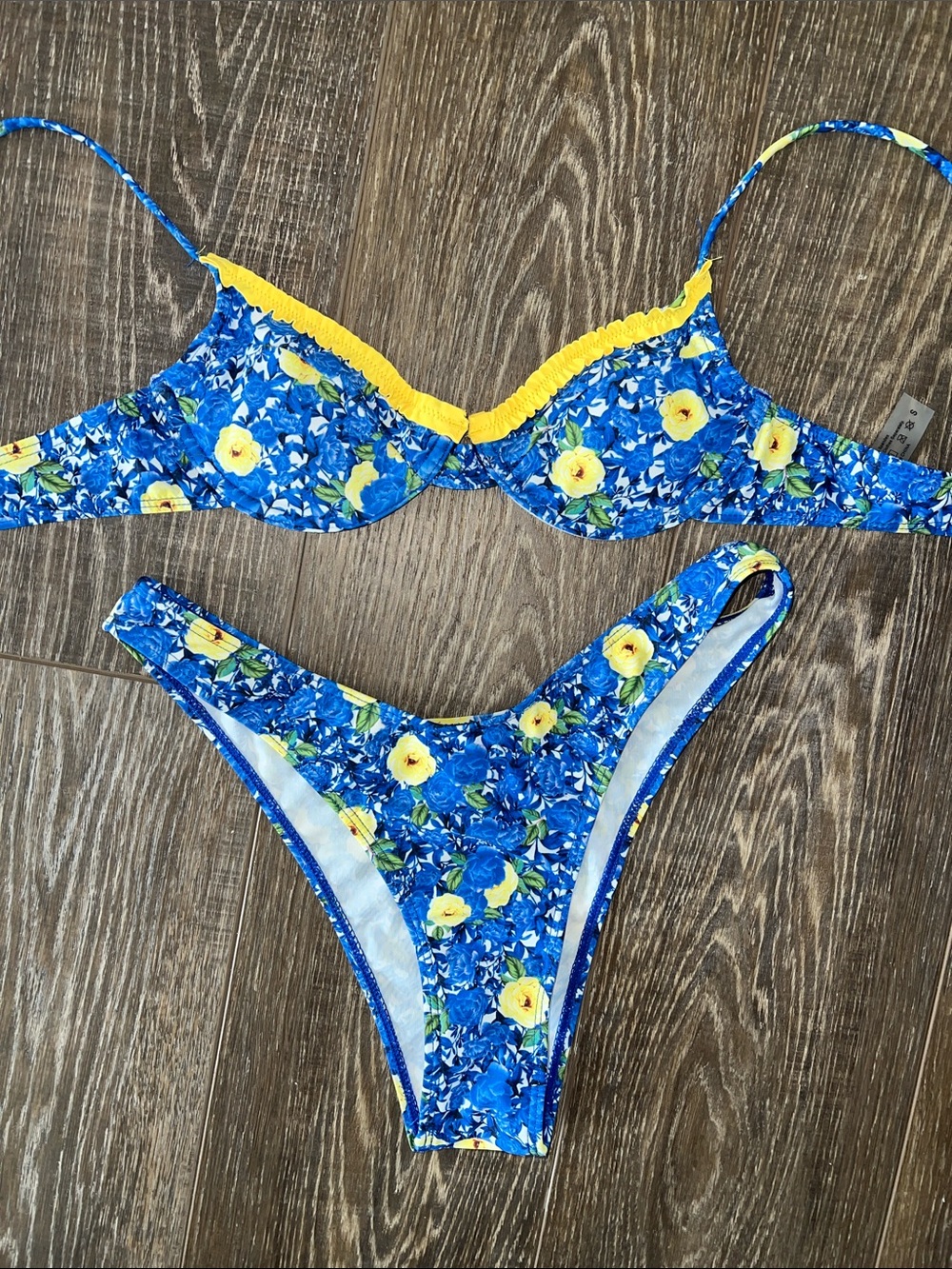 Blue & Yellow Floral One-Piece Swim Set